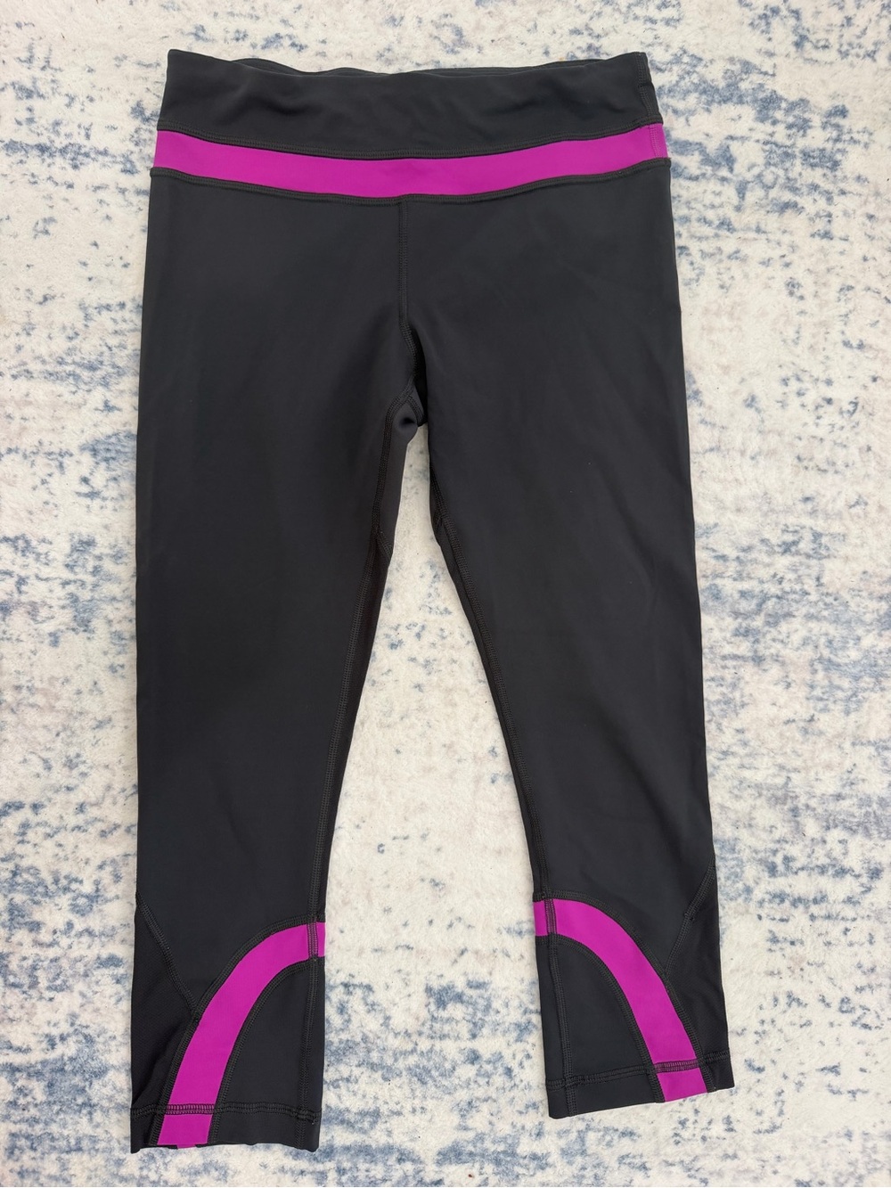 lululemon athletica Black Capri Leggings with Purple Trim